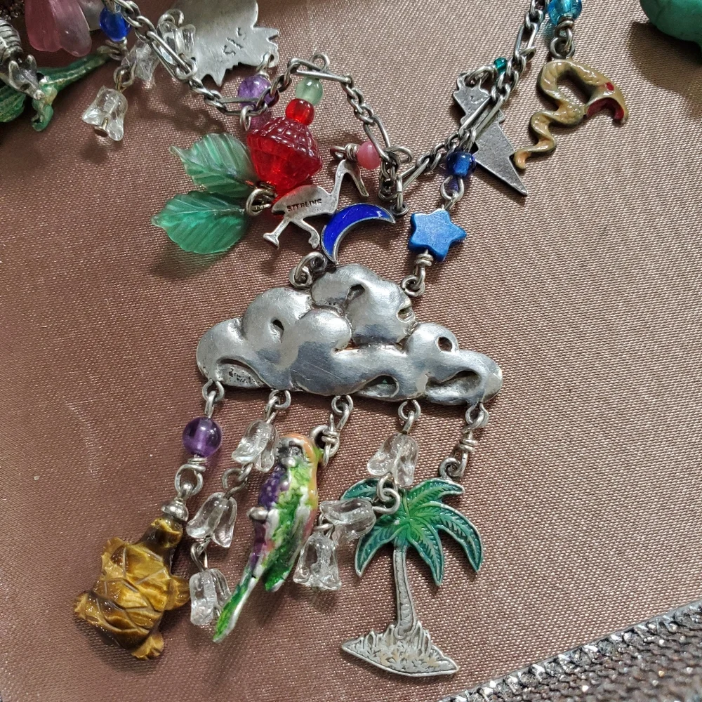 Vintage Lucy Issacs Sterling Rainforest Necklace - Picture 13 of 16